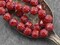 *15* 8mm Metallic Pink Washed Ruby Red Fire Polished Cathedral Beads